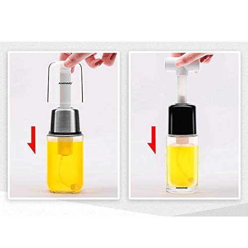 Pulverizador Spray Oliva Aceite, Portátil Botella Aceite, Rociador De Vinagre, Vidrio Acero Inoxidable, Para Cocina Barbacoa Cocinando Horneando Asado Fritura Regalo (170ml negro)