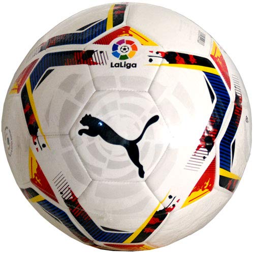 PUMA LaLiga 1 Accelerate MS Ball Balón de Fútbol, Unisex-Adult, White-Multi Colour, 4
