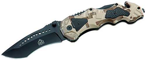 PUMA Tec – Cuchillo de Rescate rompecristales Longitud Abierto: 21.5 cm Cuchillo, Gris, M