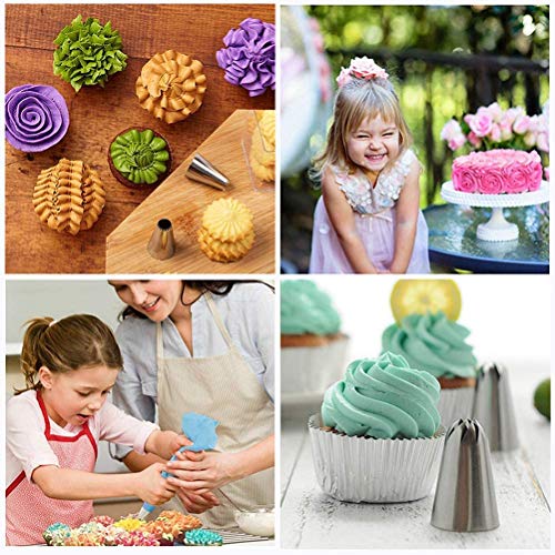 Puntas-38 piezas de decoración para tartas, el único kit con bolsa de silicona reutilizable X2 acoplador X10 bolsa de glaseado desechable Fácil de configurar y utilizar Herramienta de horno
