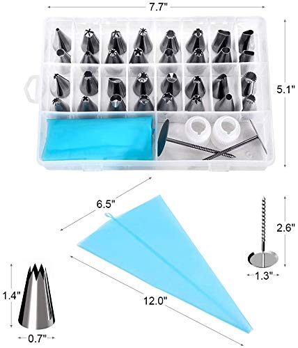 Puntas-38 piezas de decoración para tartas, el único kit con bolsa de silicona reutilizable X2 acoplador X10 bolsa de glaseado desechable Fácil de configurar y utilizar Herramienta de horno