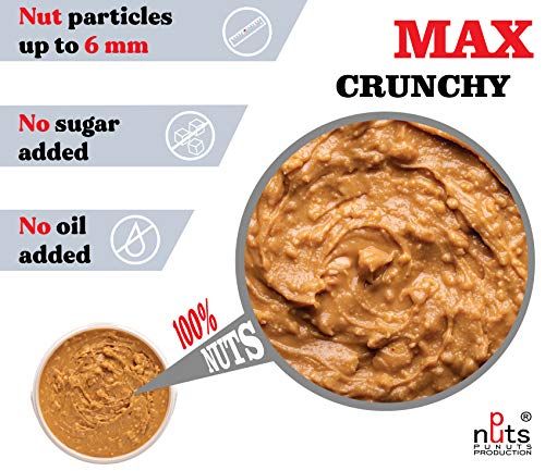 ''PuNuts'' Mantequilla de Cacahuete, Textura Crujiente, Sin Grasa de Palma, 100% Natural Peanut Butter 1kg (Cacahuete)
