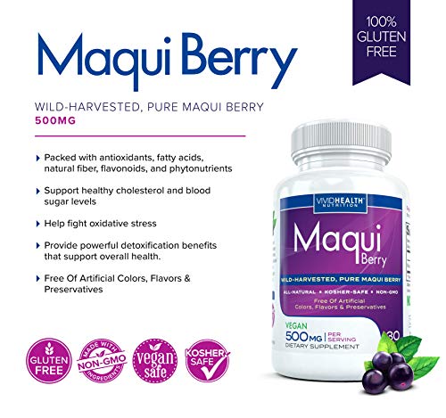 Purest Maqui Berry Extract Capsules | Recomendado por el farmacéutico, suplemento de pérdida de peso antienvejecimiento con antioxidantes | Superalimento natural para ojos secos - 500mg, 30 cápsulas