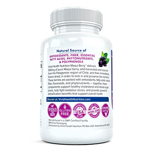 Purest Maqui Berry Extract Capsules | Recomendado por el farmacéutico, suplemento de pérdida de peso antienvejecimiento con antioxidantes | Superalimento natural para ojos secos - 500mg, 30 cápsulas