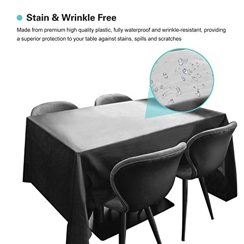 Puricon 6 Unidades Mantel Plástico Desechable 1,37 × 2,74 m, Cubierta Plástica de Mesa Rectángula para Bufé, Fiesta, Cena, Boda, Picnic y Más -Negro
