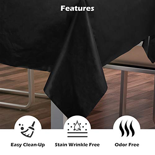 Puricon Rollo de Mantel Plástico 1,37 × 32,9 m con Cortador Seguro, Cubierta Resistente para Mesa Rectangular/Cuadrada/Redonda/Oval –Negro