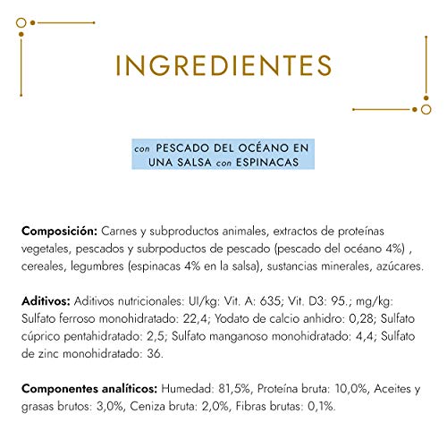 Purina Gourmet Gold Doble Placer - Comida para Gatos Adultos de Pescado del Oceano, 85 g, Pack de 24 Unidades