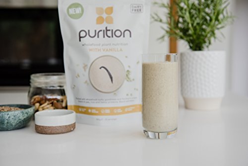 Purition Batido de proteínas veganos de Vainilla (500g). Batido para el desayuno sin lácteos