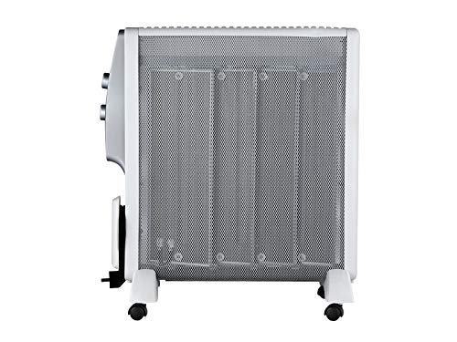 PURLINE MR2000W Calefactor Radiador Eléctrico Bajo Consumo con Panel de Mica hasta 2000 W Color Blanco con Ruedas y Termostato