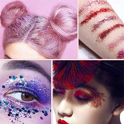 Purpurina Manualidades 32 Colores Purpurina para Disfraces, Maquillaje y Manualidades, Cuerpo, Cabello Uñas y Arte,Tarros de 5g