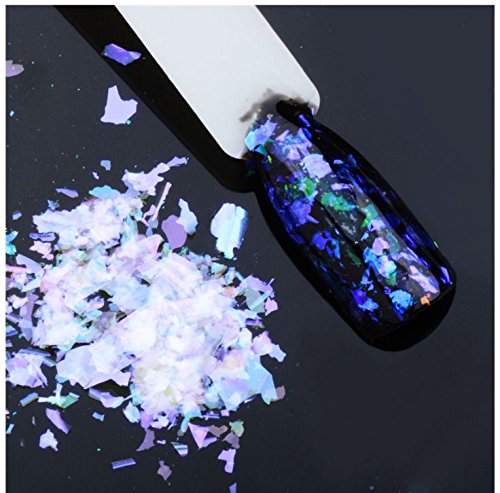 Purpurina transparente para uñas de Galaxy Beauty, con efecto de cristal roto y 7 colores diferentes