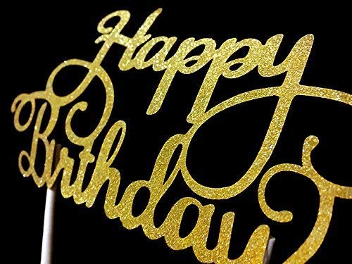 PuTwo - Letrero de Happy Birthday para decoración de Tartas de cumpleaños, Color Dorado