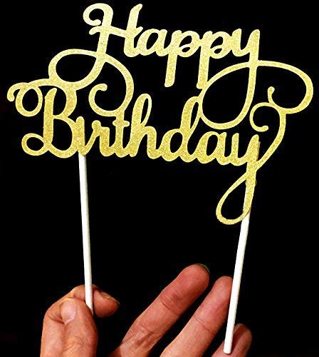 PuTwo - Letrero de Happy Birthday para decoración de Tartas de cumpleaños, Color Dorado