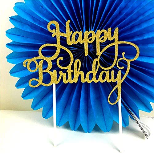 PuTwo - Letrero de Happy Birthday para decoración de Tartas de cumpleaños, Color Dorado