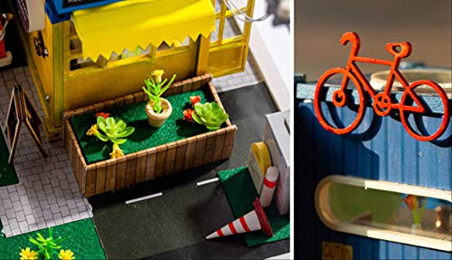 Puzzle Miniature Dolls House, Catering Truck Creative Container, Led Light Wooden House Villa Loft, para Niños