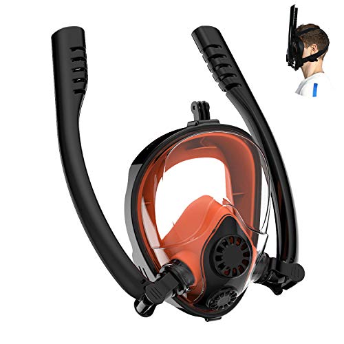 PXDM Snorkel de Buceo Gafas de Buceo Gratuito Vidrio Templado Gafas máscara del Salto Adecuado para Adultos Hombres Mujeres,Rojo,S/M