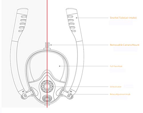 PXDM Snorkel de Buceo Gafas de Buceo Gratuito Vidrio Templado Gafas máscara del Salto Adecuado para Adultos Hombres Mujeres,Rojo,S/M