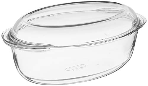Pyrex Cazuela Oval 3,0L con Tapa Classic Vidrio, Transparente, 6.42 cm