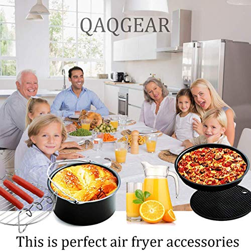 QAQGEAR Accesorios para freidoras de aire Juego de ollas a presión de 112 apto para 3.5QT-7.2QT Accesorios de freidora de lujo Juego de parrilla de 7 pulgadas (negro)