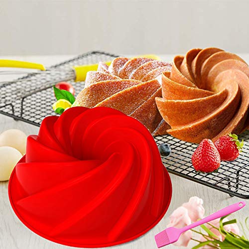 QAQGEAR Molde para molde para pasteles en espiral, antiadherente, de silicona, redondo, para hornear, ideal para fiestas, vacaciones para mousse, brownie de chocolate gasa tarta de queso fondant