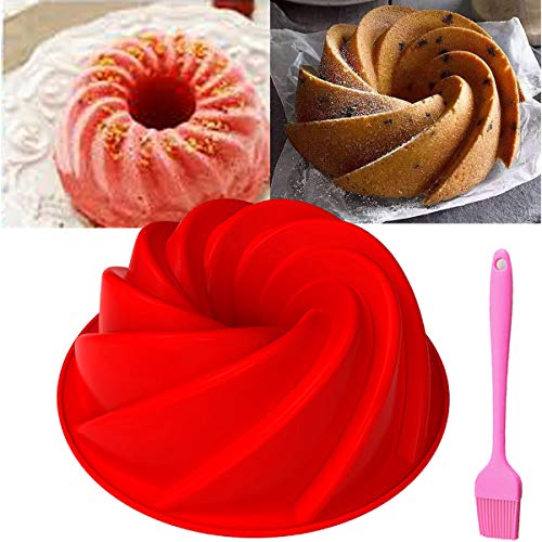 QAQGEAR Molde para molde para pasteles en espiral, antiadherente, de silicona, redondo, para hornear, ideal para fiestas, vacaciones para mousse, brownie de chocolate gasa tarta de queso fondant