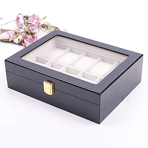 QAQWER Caja De Almohada para Organizador De Caja De Reloj, Pintura para Hornear De Fibra De Carbono De Alto Grado 12 Caja De Reloj Caja De Almacenamiento De Joyas De Regalo