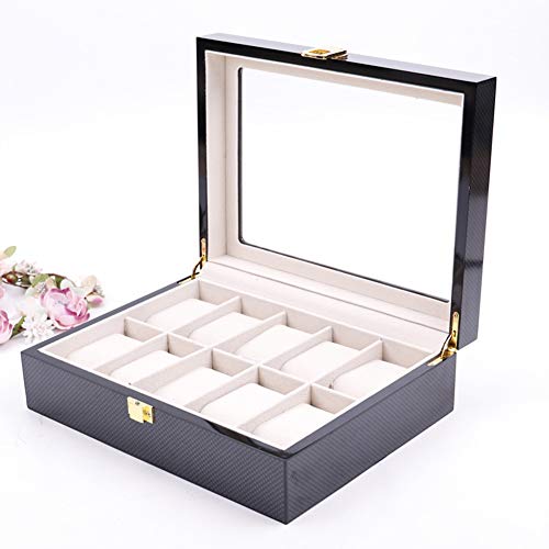 QAQWER Caja De Almohada para Organizador De Caja De Reloj, Pintura para Hornear De Fibra De Carbono De Alto Grado 12 Caja De Reloj Caja De Almacenamiento De Joyas De Regalo