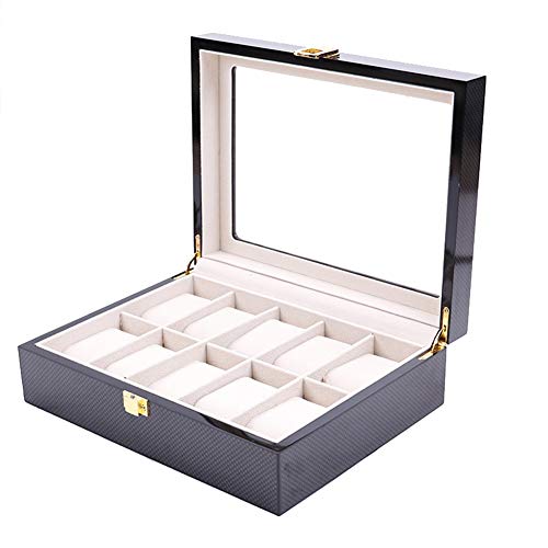 QAQWER Caja De Almohada para Organizador De Caja De Reloj, Pintura para Hornear De Fibra De Carbono De Alto Grado 12 Caja De Reloj Caja De Almacenamiento De Joyas De Regalo