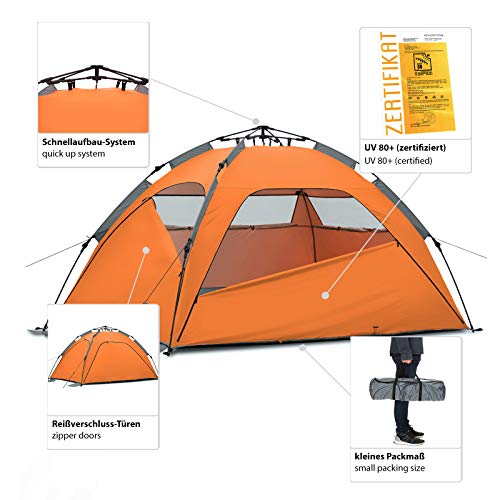 Qeedo Quick Palm Tienda de Playa UV (Quick-Up-System) - Naranja