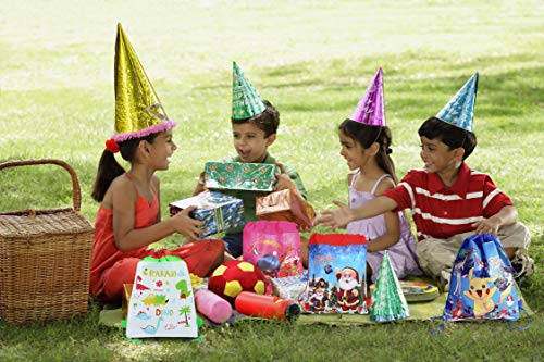 Qemsele Bolsa Mochilas Bolsas de cumpleaños 12Pcs Bolsas de Fiesta cordón Dibujos Animados Mochila Bolsas para cumpleaños niños y Adultos la Fiesta favorece la Bolsa, Rellenos Bolsas Fiesta