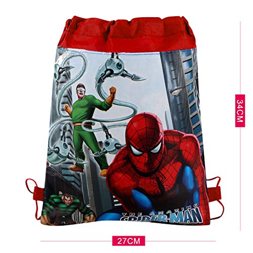 Qemsele Bolsa Mochilas Bolsas de cumpleaños 12Pcs Bolsas de Fiesta cordón Dibujos Animados Mochila Bolsas para cumpleaños niños y Adultos la Fiesta favorece la Bolsa, Rellenos Bolsas Fiesta