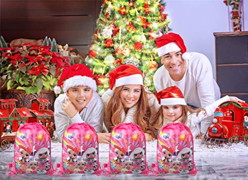 Qemsele Bolsa Mochilas Bolsas de cumpleaños, 12Pcs Tema Reutilizable Bolsas de Fiesta cordón Mochila Bolsas para cumpleaños niños la Fiesta favorece la Bolsa, Rellenos Bolsas Fiesta (LOL)