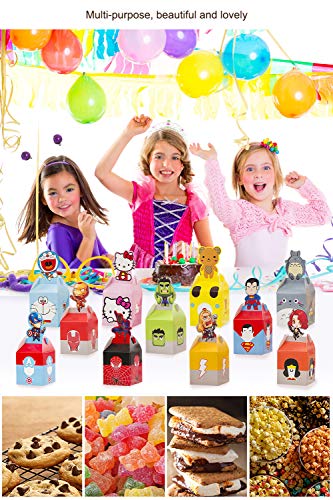 Qemsele Cajas De Fiesta Bolsas de cumpleaños, 20Pcs Regalo Cajas, Cajas de Caramelo Tema reutilizable Bolsas de Fiesta bolsas para cumpleaños niños la fiesta favorece la bolsa bolsas fiesta (Doraemon)