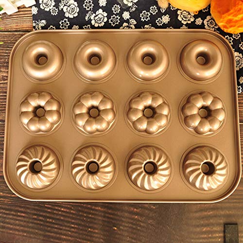 QFF Moldes Molde Antiadherente Donut Pan 12 Copa Pastel Redondo Antiadherente for Hornear pastelería Donut Donut Molde for Hornear de Bricolaje