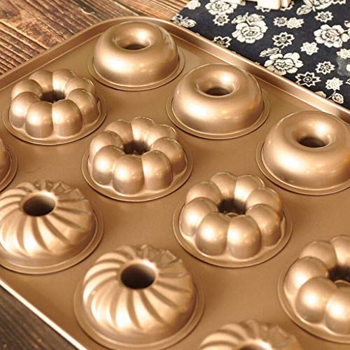 QFF Moldes Molde Antiadherente Donut Pan 12 Copa Pastel Redondo Antiadherente for Hornear pastelería Donut Donut Molde for Hornear de Bricolaje
