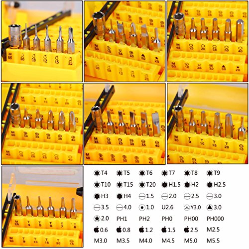 QH-Shop Juego de Destornilladores, Set de Destornillador 45in 1 Kit de Herramientas con Pinzas y Eje de Extensión para Teléfonos PC Dispositivos Electrónicos de Mantenimiento Electrónico