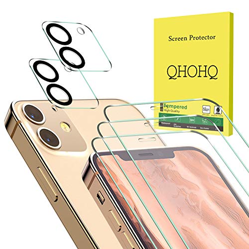 QHOHQ 3 Piezas Protector de Pantalla para iPhone L2 [6.1"] con 2 Piezas Protector de Lente de Cámara, Cristal Templado Membrana, [9H Dureza] - HD - [Anti-Arañazos]