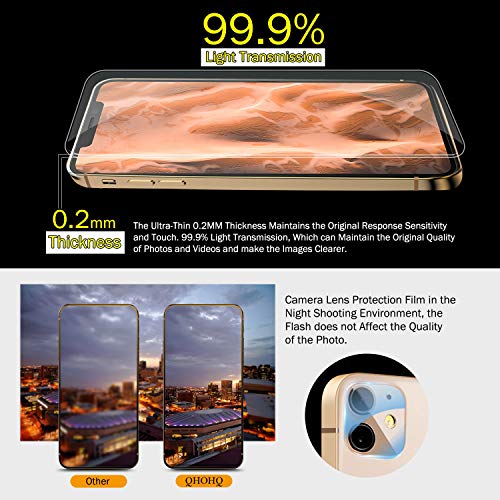 QHOHQ 3 Piezas Protector de Pantalla para iPhone L2 [6.1"] con 2 Piezas Protector de Lente de Cámara, Cristal Templado Membrana, [9H Dureza] - HD - [Anti-Arañazos]