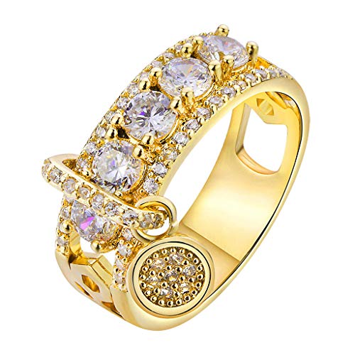 QIANGU Anillo, Blanco Zirconia cúbica Llena Anillos de Compromiso de Boda Banda Mujeres joyería-Plata-7