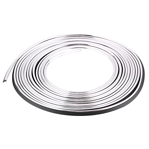 Qiilu Tiras de molduras interiores del coche Panel de instrumentos de la puerta de ventilación Línea de decoración flexible de las ruedas del volante(plata)