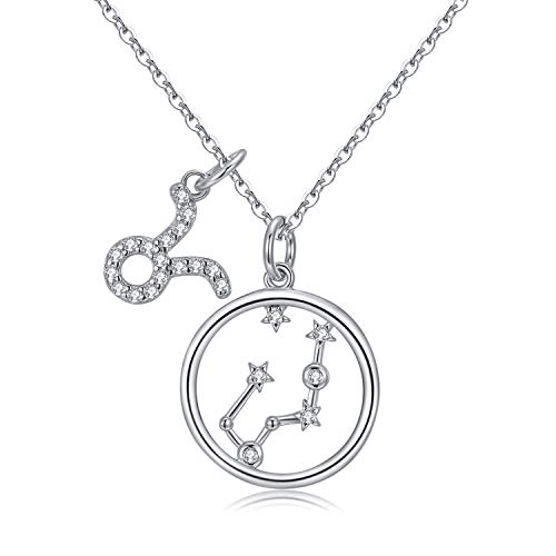 Qings Collar Plata Mujer Zodíaco Tauro Cadenas Plata Mujer Collares Colgante Horóscopo, Astrología Fiesta