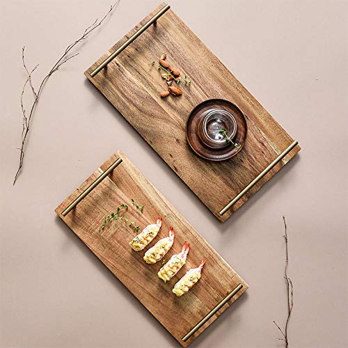 Qingsb Plato de Madera Rectángulo Pastel de Estilo japonés Postre Pastelería Sala de exposiciones Bandeja de exhibición Bandeja de Frutas Restaurante Plato de Sushi, 30x21cm