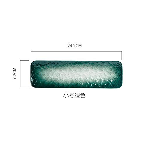 Qingsb Rectangle Sushi Plate Plato Plano de Sashimi de Estilo japonés Cerámica para el hogar Vajilla Decorativa Conjuntos de Platos y Platos de Restaurante, S Verde