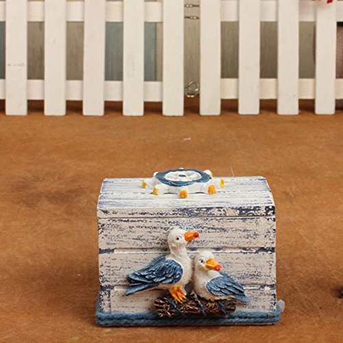 qinlee Océano Serie de madera caja joyero caja de caja de bombones pequeñas joyas Cumpleaños Aniversario Regalo Buzón para Unisex, Madera, style 3, 7.3 * 5.5 * 5.2cm