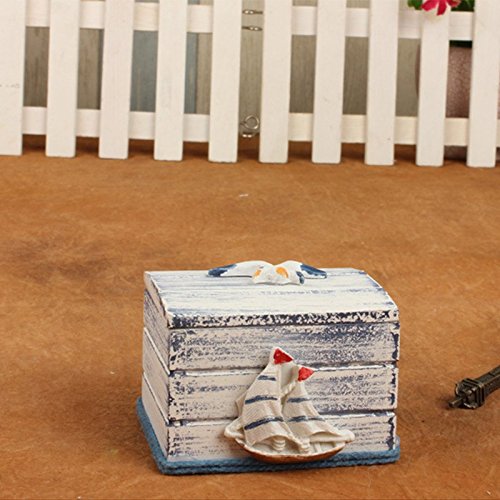 qinlee Océano Serie de madera caja joyero caja de caja de bombones pequeñas joyas Cumpleaños Aniversario Regalo Buzón para Unisex, Madera, style 3, 7.3 * 5.5 * 5.2cm
