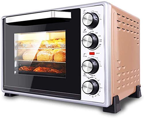 Qinmo Horno eléctrico, Bandeja de horno de múltiples funciones de sobremesa Horno eléctrico que incluye giratoria Tenedor soporte giratorio Tenedor de escoria bandeja 40L Rosa (Color: Rojo), Color: Ro
