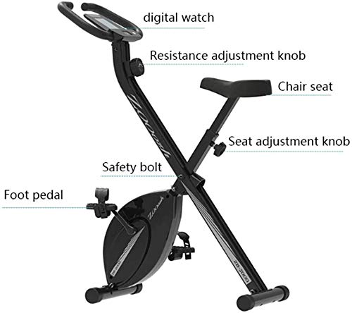 Qinmo Pedal de Bicicleta de Ejercicios bajo Techo, Control de la Bicicleta magnética Cubierta de Asiento Ajustable Plegable los Deportistas Bicicleta estática (Color : Black)