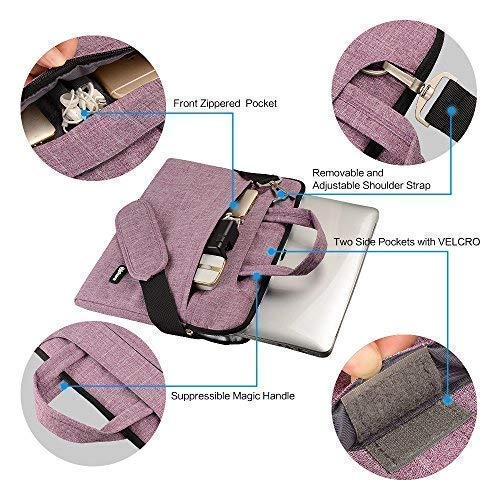 Qishare 15.6 16 Pulgadas Multifuncional portátil Hombro Bolsa maletín portátil de Ordenador portátil Caso Portador de la Ordenador portátil Messenger Caso(15.6 16 Pulgadas, Líneas púrpuras)