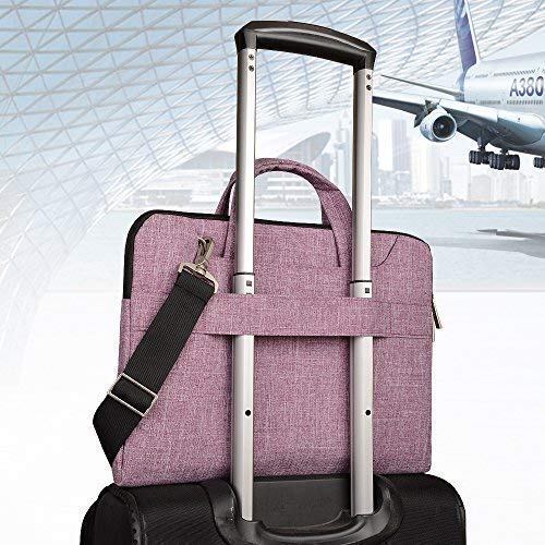 Qishare 15.6 16 Pulgadas Multifuncional portátil Hombro Bolsa maletín portátil de Ordenador portátil Caso Portador de la Ordenador portátil Messenger Caso(15.6 16 Pulgadas, Líneas púrpuras)