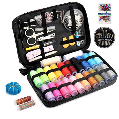 Qisiewell Kit De Costura Portátil Costurero 22 Vivid Rainbow-Colored Carrete De Hilos 108 Accesorios De Costura Premium para Uso Doméstico Adultos Niños